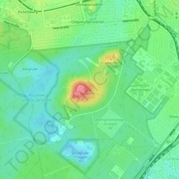 Топографическая карта Teufelsberg, высота, рельеф