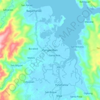 Топографическая карта Panganiban, высота, рельеф
