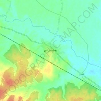 Топографическая карта Sonamukhi, высота, рельеф