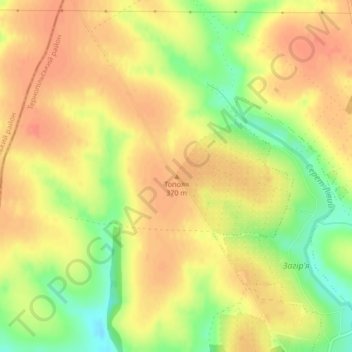 Топографическая карта Тополя, высота, рельеф