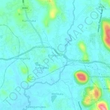 Топографическая карта Kulupana, высота, рельеф