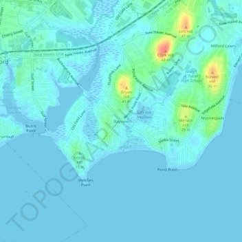 Топографическая карта Bayview, высота, рельеф