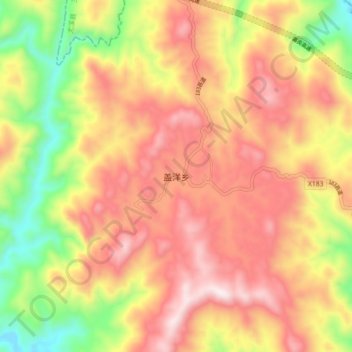 Топографическая карта 盖洋乡, высота, рельеф