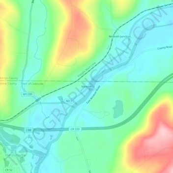 Топографическая карта Nineveh, высота, рельеф