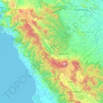 Топографическая карта Pauh Duo, высота, рельеф
