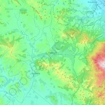 Топографическая карта Перник, высота, рельеф