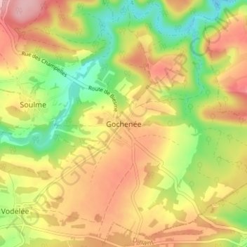 Топографическая карта Gochenée, высота, рельеф