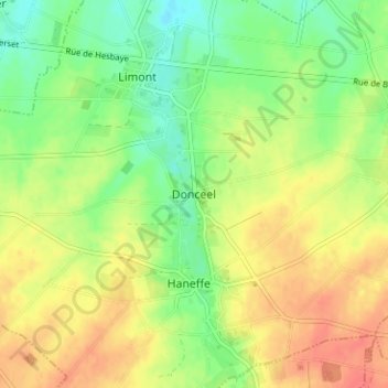Топографическая карта Donceel, высота, рельеф