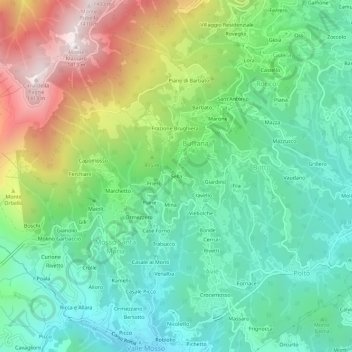 Топографическая карта Sella, высота, рельеф