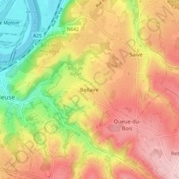 Топографическая карта Bellaire, высота, рельеф