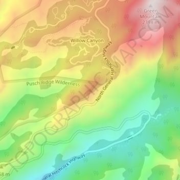 Топографическая карта Lizard Rock, высота, рельеф