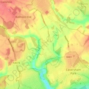 Топографическая карта Chalkhouse Green, высота, рельеф