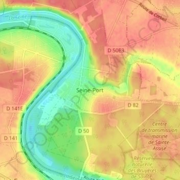 Топографическая карта Seine-Port, высота, рельеф
