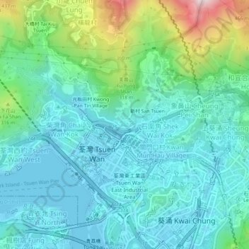 Топографическая карта 木棉下村, высота, рельеф