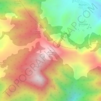 Топографическая карта Gunung Sewu, высота, рельеф