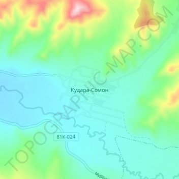 Топографическая карта Кудара-Сомон, высота, рельеф