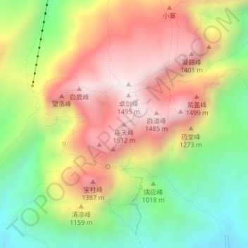 Топографическая карта 连天峰, высота, рельеф
