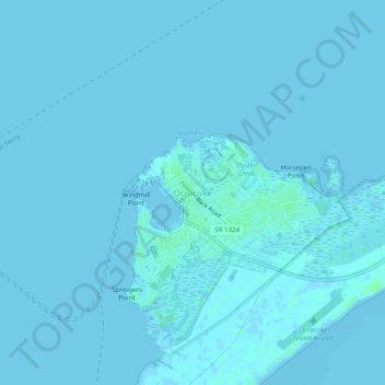 Топографическая карта Ocracoke, высота, рельеф