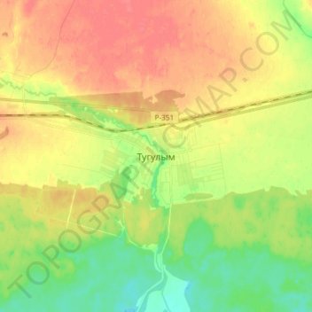 Топографическая карта Тугулым, высота, рельеф