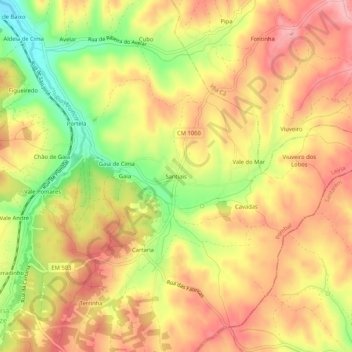 Топографическая карта Santiais, высота, рельеф