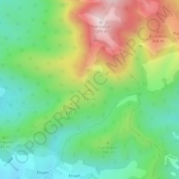 Топографическая карта Arsu, высота, рельеф