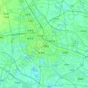 Топографическая карта 和平区, высота, рельеф