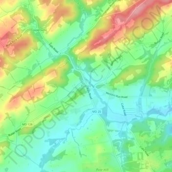 Топографическая карта Butler, высота, рельеф