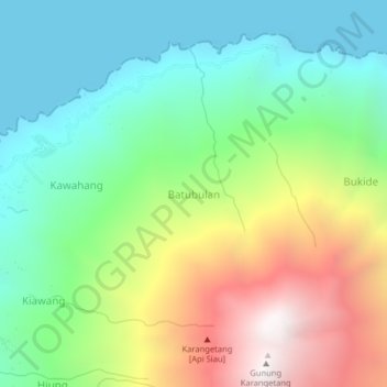 Топографическая карта Batubulan, высота, рельеф