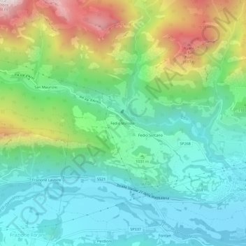 Топографическая карта Fedio Massolo, высота, рельеф