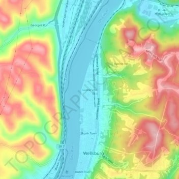 Топографическая карта Lazearville, высота, рельеф