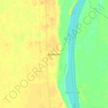 Топографическая карта Бутаково, высота, рельеф