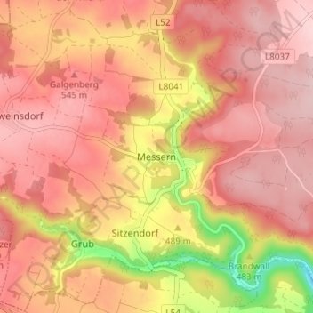 Топографическая карта Messern, высота, рельеф