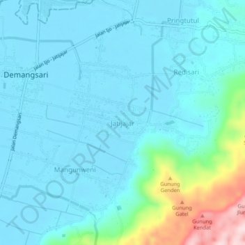 Топографическая карта Jatijajar, высота, рельеф
