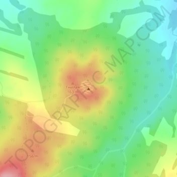 Топографическая карта Грязевой вулкан Шуго, высота, рельеф