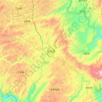 Топографическая карта Maguan, высота, рельеф
