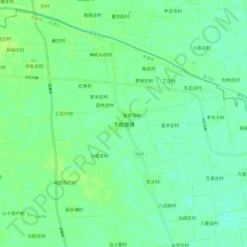 Топографическая карта Xiawuqi, высота, рельеф