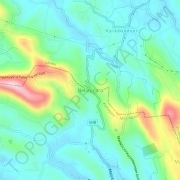 Топографическая карта Nellappara, высота, рельеф