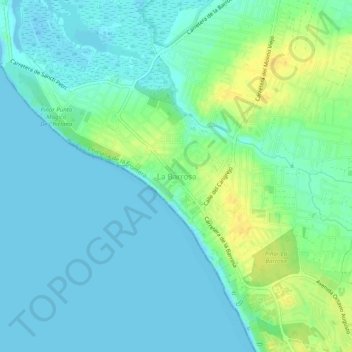 Топографическая карта La Barrosa, высота, рельеф