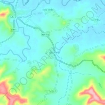 Топографическая карта Shahuwadi, высота, рельеф