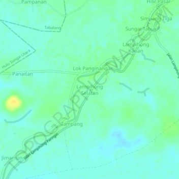 Топографическая карта Lampihong Selatan, высота, рельеф