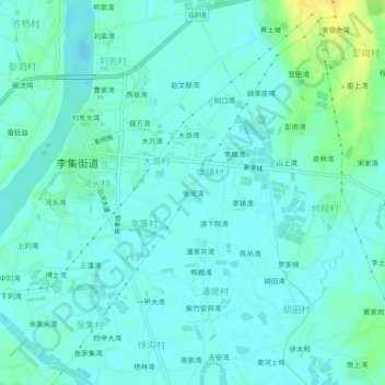 Топографическая карта 张河湾, высота, рельеф