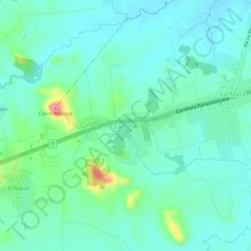 Топографическая карта Zapotal, высота, рельеф