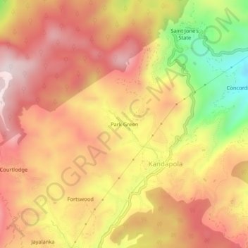 Топографическая карта Park Green, высота, рельеф