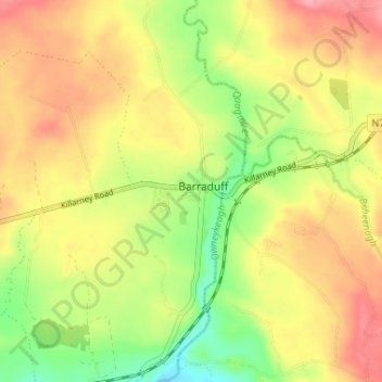 Топографическая карта Barraduff, высота, рельеф