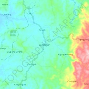 Топографическая карта Banjarsari, высота, рельеф