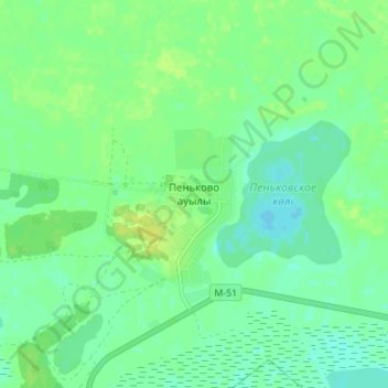 Топографическая карта Пеньково, высота, рельеф