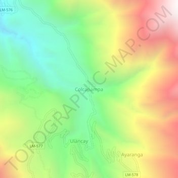 Топографическая карта Colcapampa, высота, рельеф