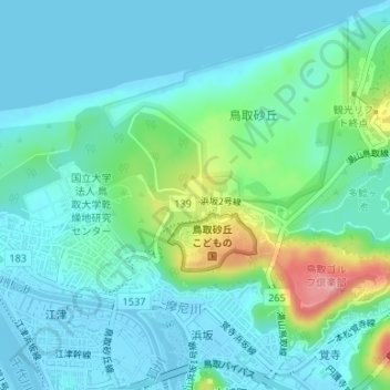 Топографическая карта 一里松, высота, рельеф