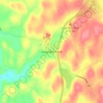 Топографическая карта Loughbrickland, высота, рельеф