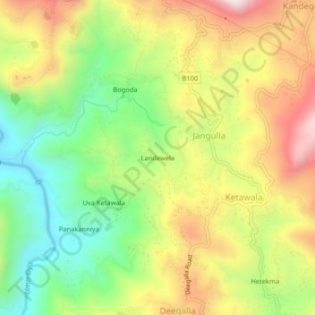 Топографическая карта Landewela, высота, рельеф